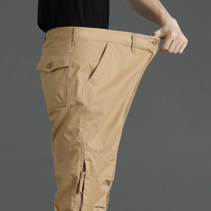 Męskie spodnie Cargo taktyczne kombinezony z wieloma kieszeniami męskie spodnie dresowe bojowe bawełniane luźne długie spodnie wojskowe proste spodnie 5XL