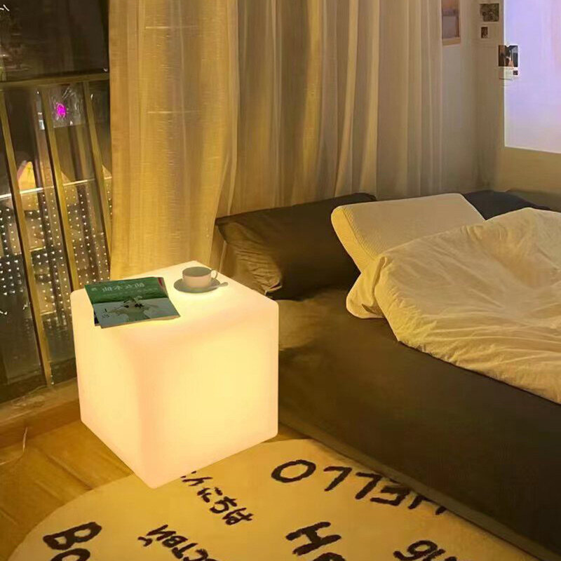 Glowing Cube Square Stool LED Light Cube Chair Waterproof Rechargeable Lighting Sitting Stool Multipurpose Lighting Equipment