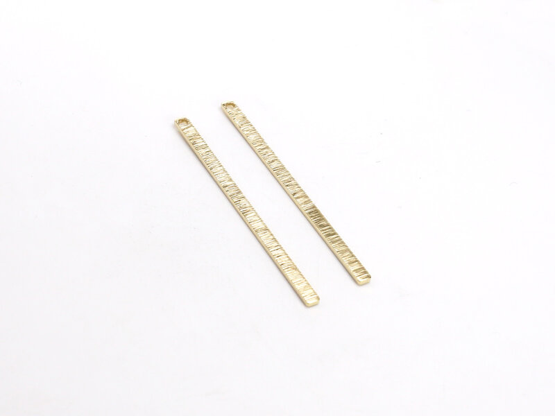 Breloques rectangulaires texturées en laiton, 20 pièces, 46.7x2.6x1mm, pour bijoux de direction, R1688