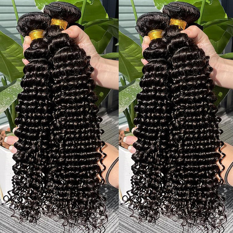 30 Inch Diepe Golf Bundels Human Hair Extensions Braziliaanse Weven 1/3/4 Stuks 100% Ruw Haar Bundels Diep Krullend Menselijk Haar Bundels