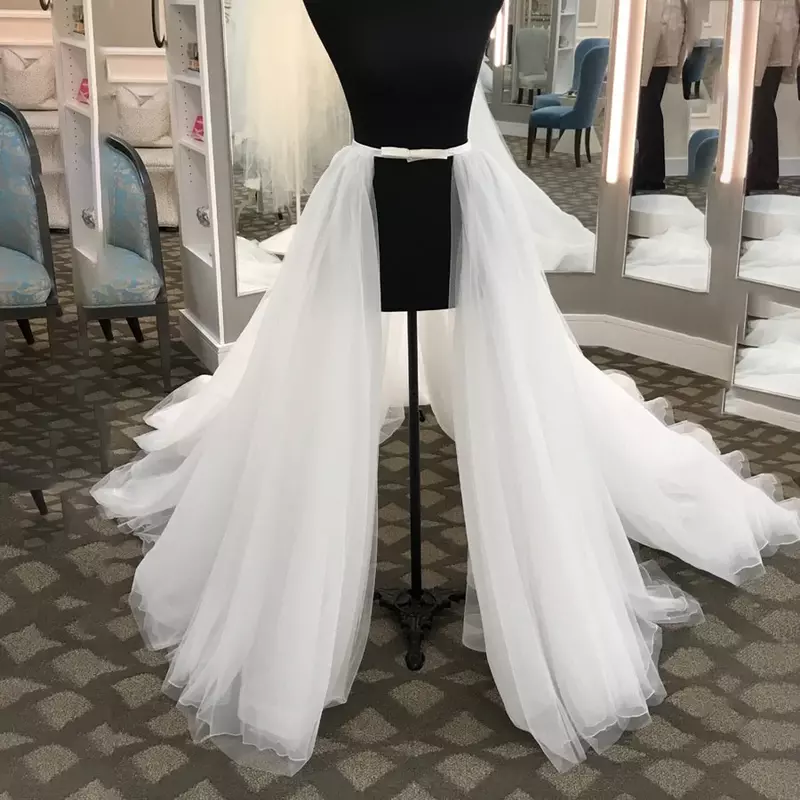 Съемная юбка для свадебного платья, 4-слойная фатиновая Юбка со шлейфом спереди, со съемным шлейфом, свадебные аксессуары на заказ