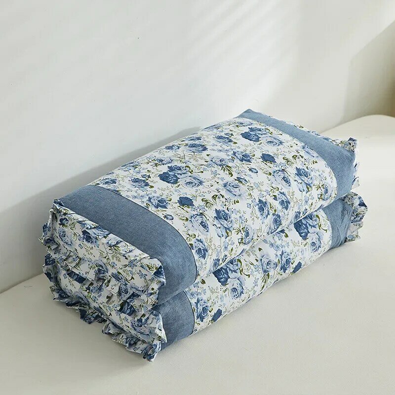 Pure Cotton Floral Buckwheat Pillow Adult Student Cervical Support Small Fresh Retro Lace Pillow