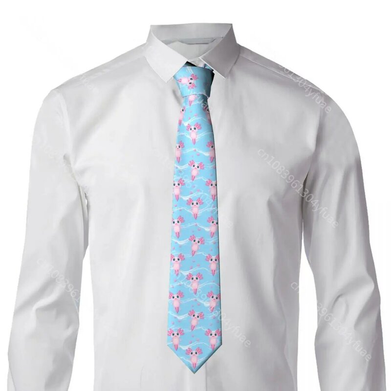 Мужской галстук Классический Тонкий милый Axolotl с маленькими сердцами галстуки Узкий воротник Тонкий Повседневный галстук аксессуары подарок