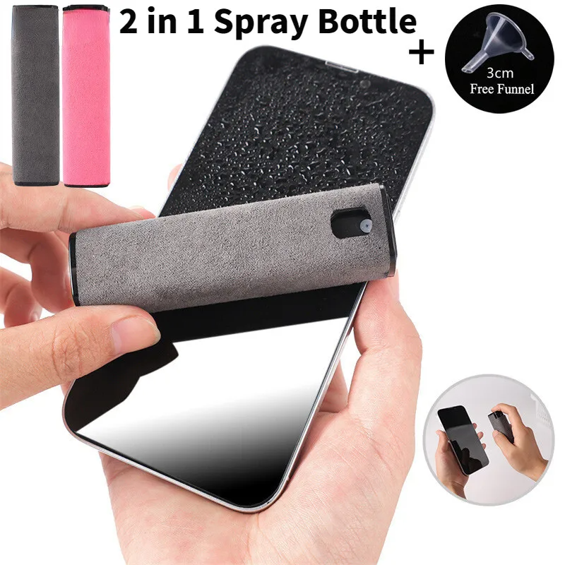 2 in1 Set di flaconi Spray per la pulizia dello schermo in microfibra per telefono cellulare Ipad Computer panno in microfibra salviette per occhiali per la pulizia dell'iphone