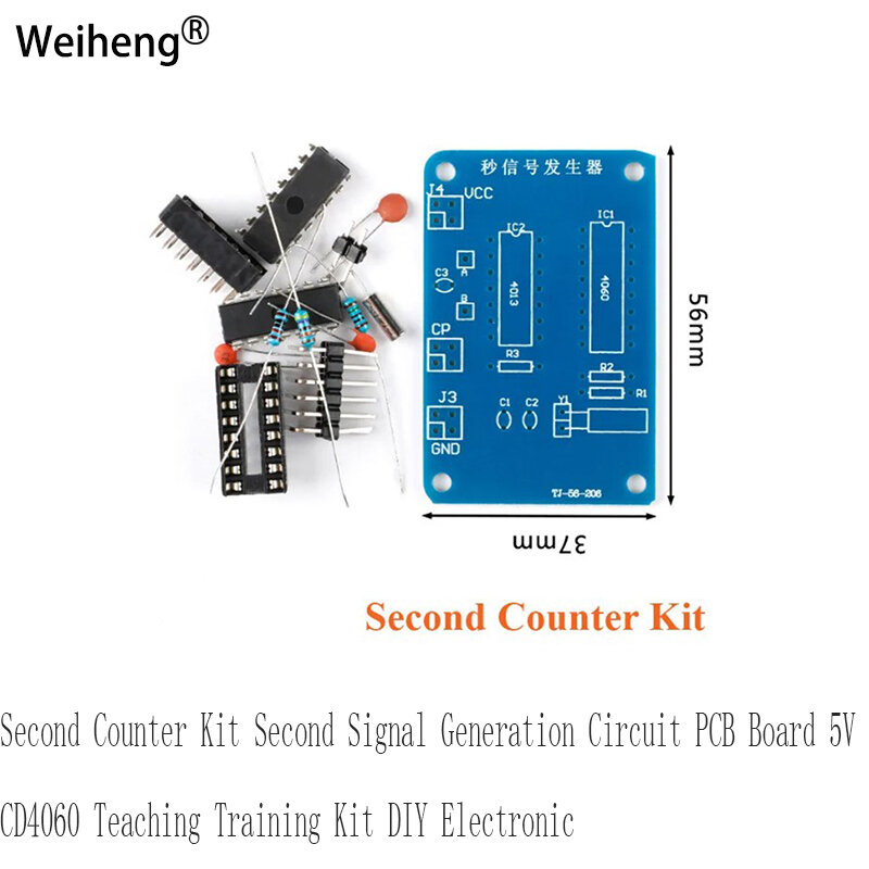 Second Counter Kit Second Signal Generation Circuit PCB Board 5V CD4060 Teaching Training Kit DIY Electronic