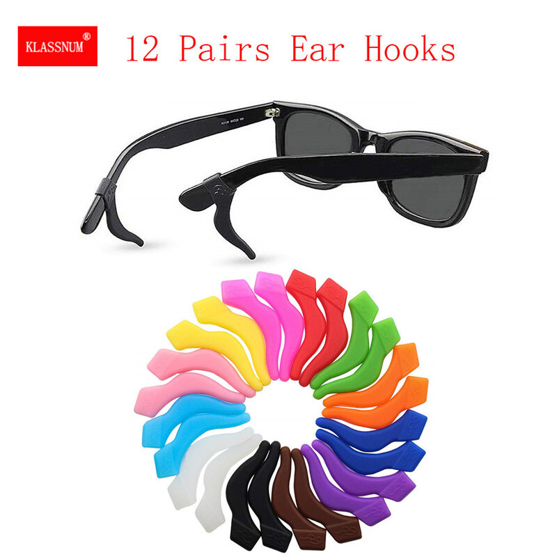 Crochets d'oreille coordonnants pour enfants et adultes, poignées rondes pour lunettes, embouts de temple de sport, crochet d'oreille en silicone souple, livraison gratuite, 12 paires