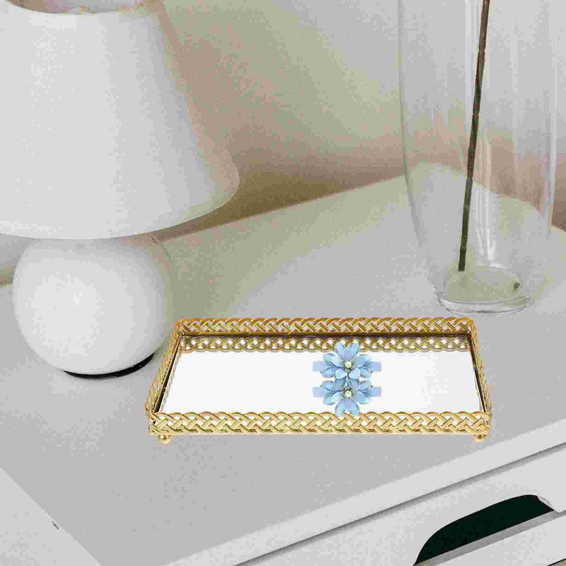 Nampan penyimpanan Desktop nampan parfum dekoratif untuk meja rias pemegang cincin perhiasan
