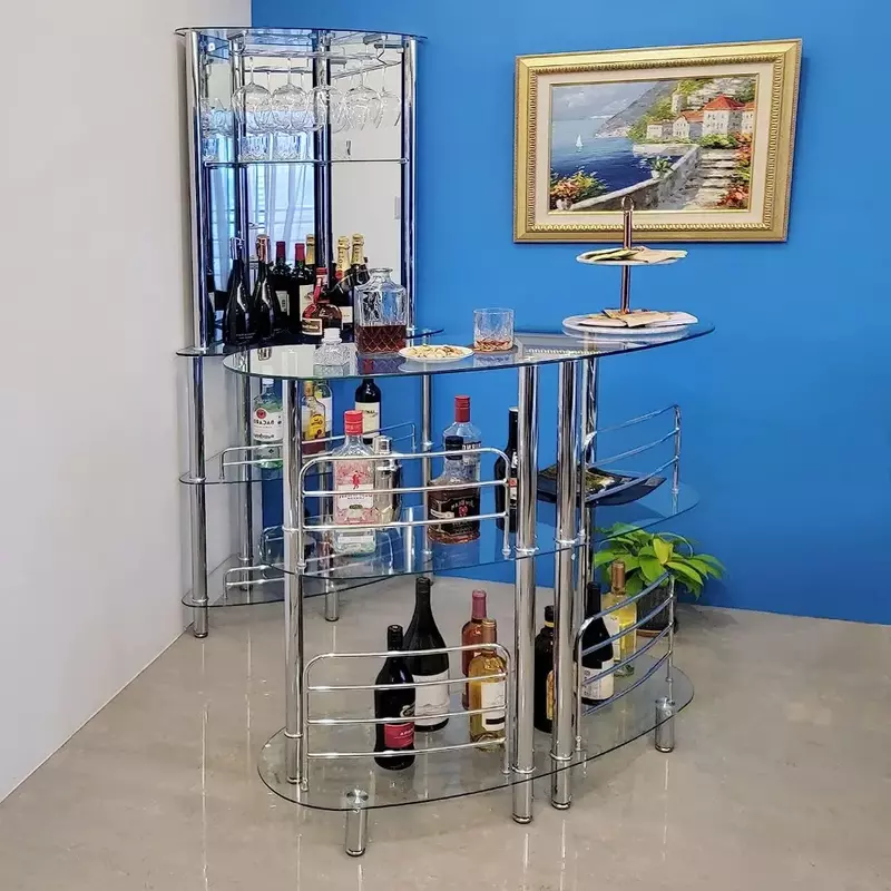 Mango Steam-Clear Table Liquor Tower Bar, Contemporâneo Moderno Home Entertainment, Bar gado