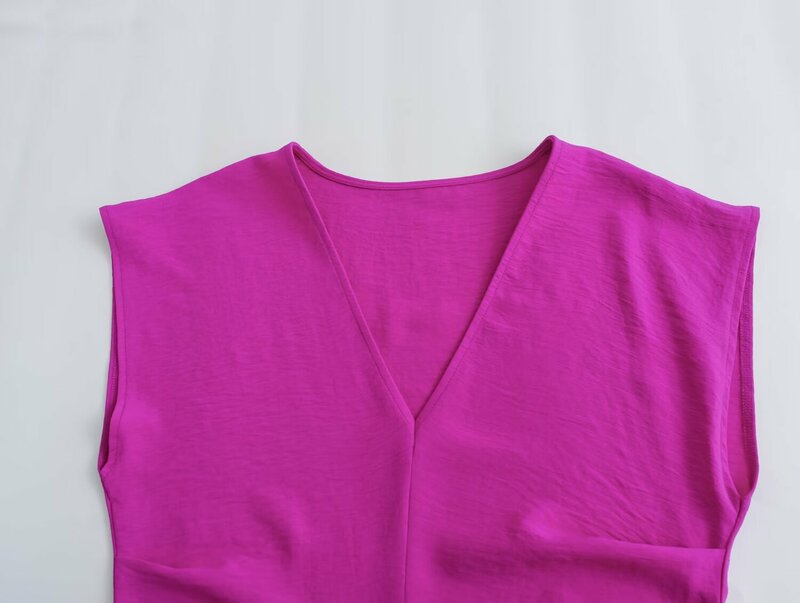 여성용 세련된 소프트 터치 폴드 장식 새그 미디 원피스 빈티지 여성 드레스 가운, 2024 신상 패션