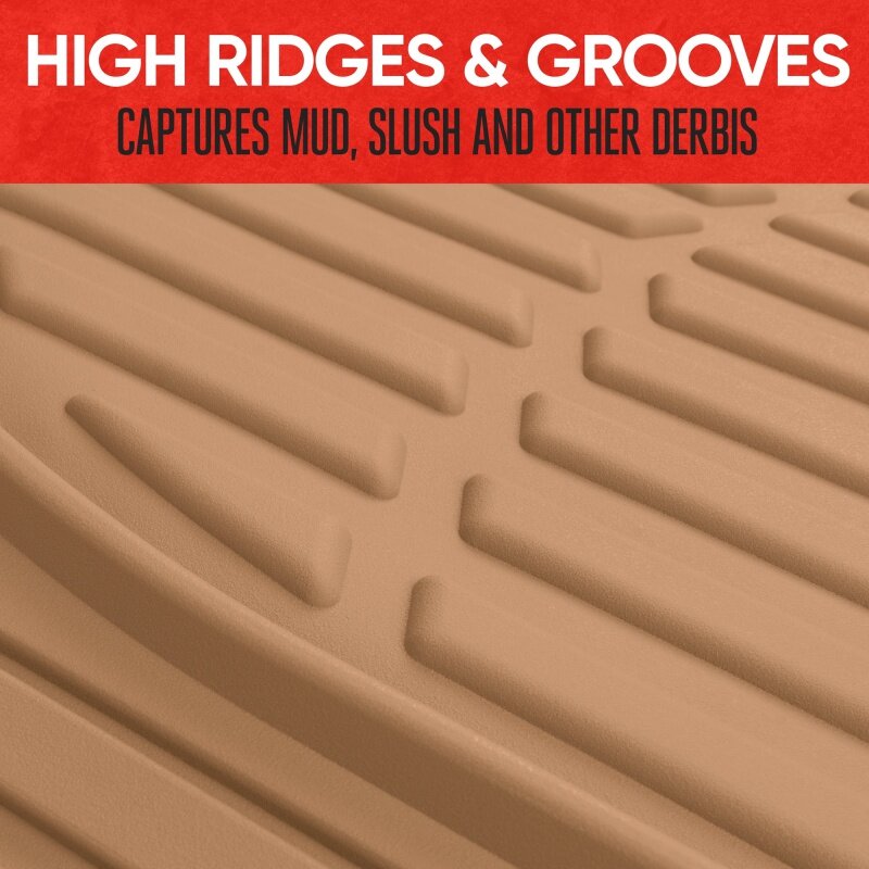 Motor Trend 923-BG Beige FlexTough Contour Liners-Deep Dish Heavy Duty Rubber Floor Mats