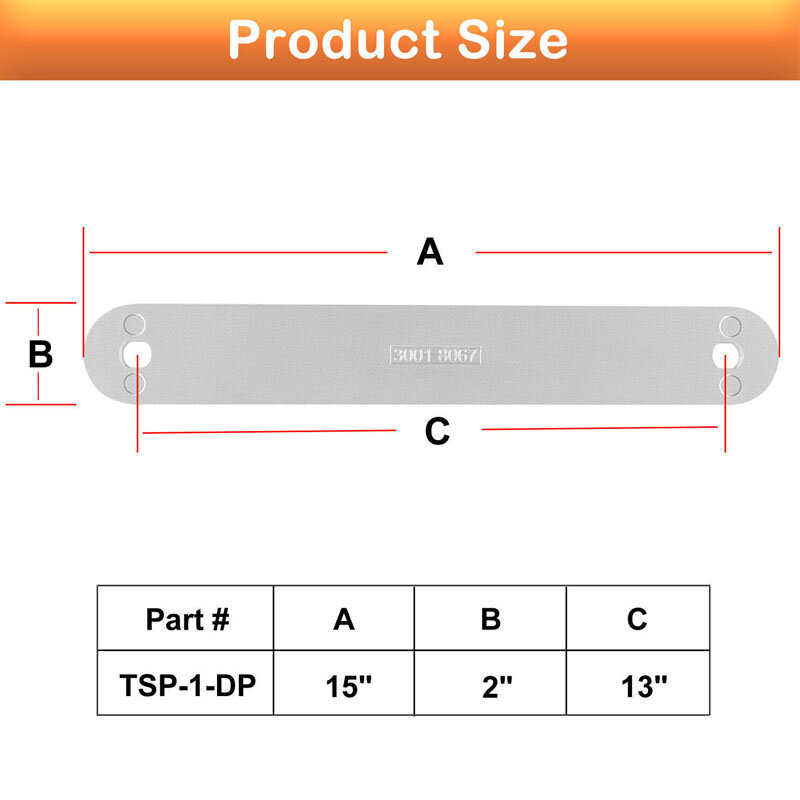 YMT TSP-Kit piastra di supporto per poppa 1 e TSP-2DP per supporto superiore e supporto inferiore fori per bulloni dimensioni 15 "X 2"/12 "X 2" spessore 3/8"