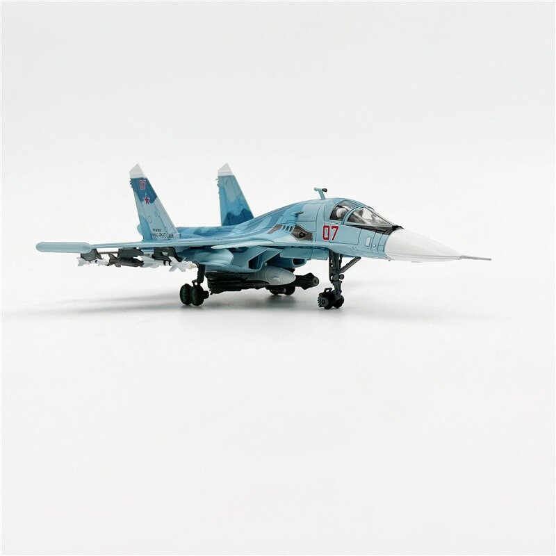 Sukhoi Full Metal Fighter Plane Modelo para Crianças, Liga Rússia, SU34, Su34, Su34, Diecast, Coleção de Brinquedos, Presentes, Escala 1:100