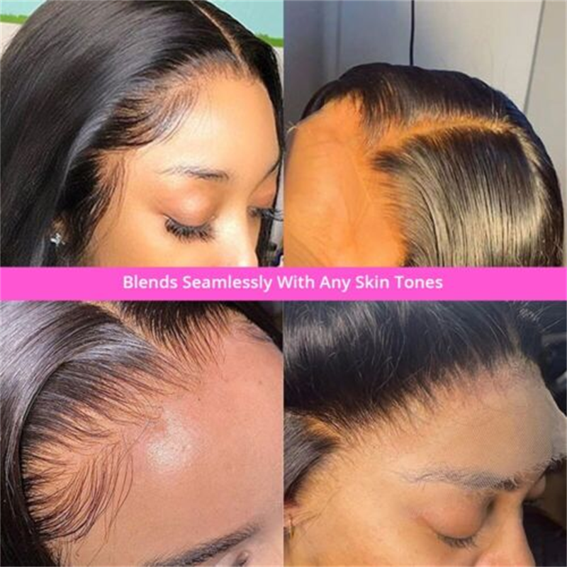 Peluca de cabello humano liso para mujer, postizo de encaje frontal transparente HD, 13x4, 4x4, brasileño