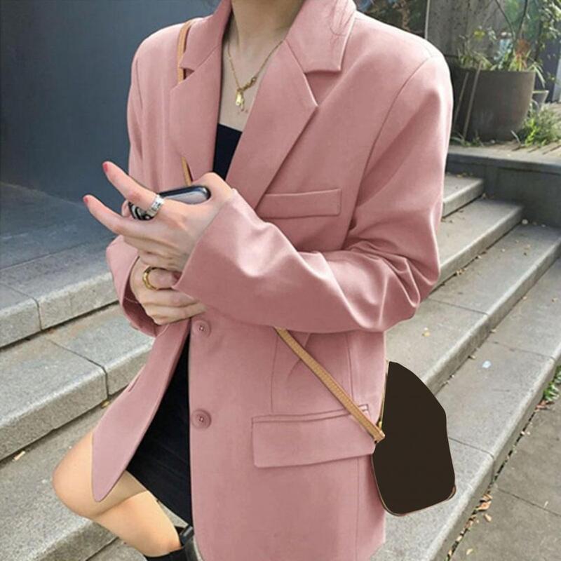 Koreanische Blazer Frauen minimalist ische feste Outwear lose elegante Retro offizielle Mode High Street feminine Frühling stilvolle Oberbekleidung