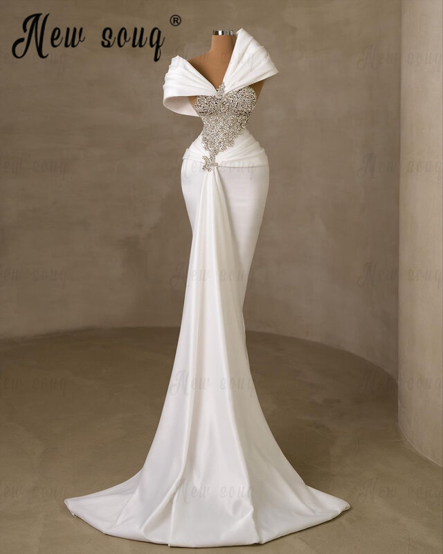 Женское официальное вечернее платье ручной работы, серебристые кристаллы, элегантные свадебные платья, Vestido De Noiva