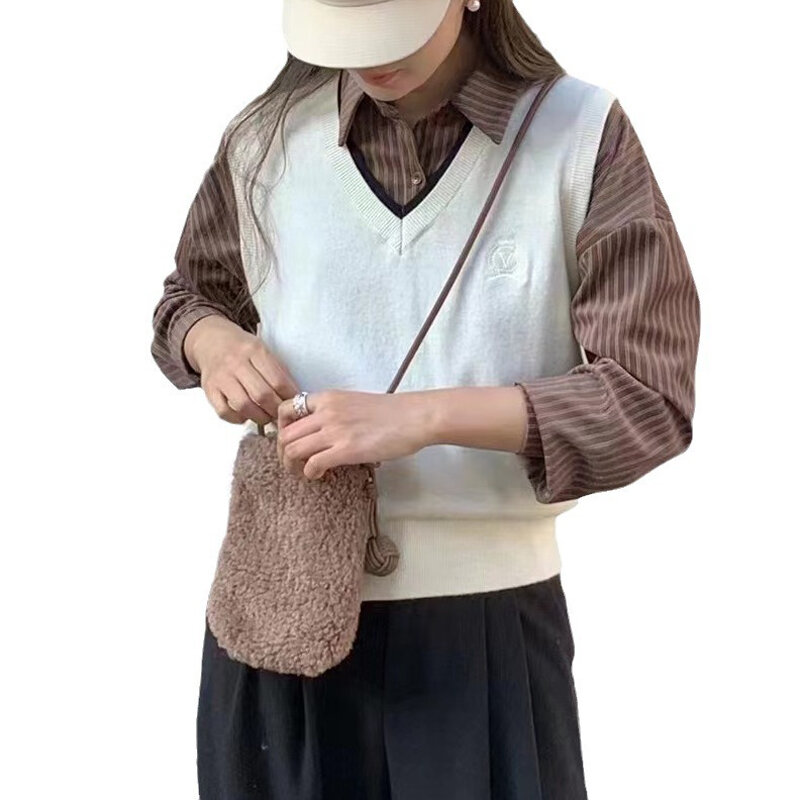 Borsa da donna in peluche di cachemire di agnello di moda giapponese e coreana borsa per telefono con ciondolo a sfera piccola carina in pelo di agnello piccola Mini borsa a tracolla