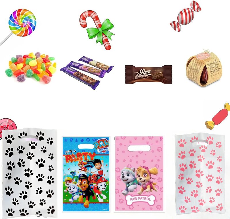 PAW Patrol Gift Bags Birthday Decoration Pink Dog Goody Biscuit Package Candy Bag Baby Shower Kids Boys Gifts For Party Supplies