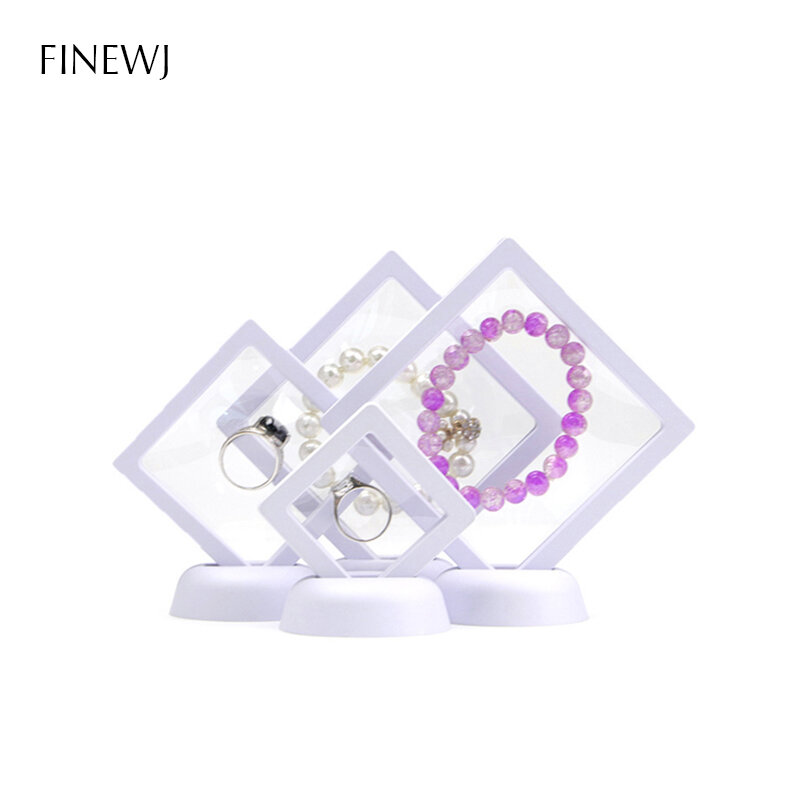 3D Mengambang Bingkai Foto Perhiasan Tampilan Kotak Bayangan Berdiri Rak Koin Cincin Liontin Pemegang Perlindungan Batu Permata Presentasi Kasus