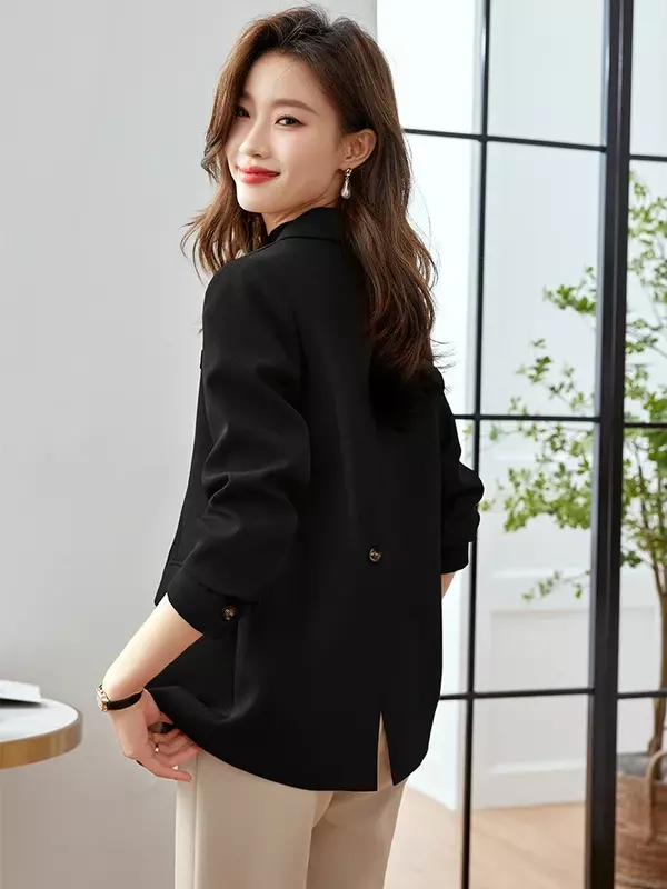 Fashion Women Casual Blazer Coat Pink Coffee Black Female Long Sleeve Single Breasted Loose Ladies Jacket For Autumn Winter