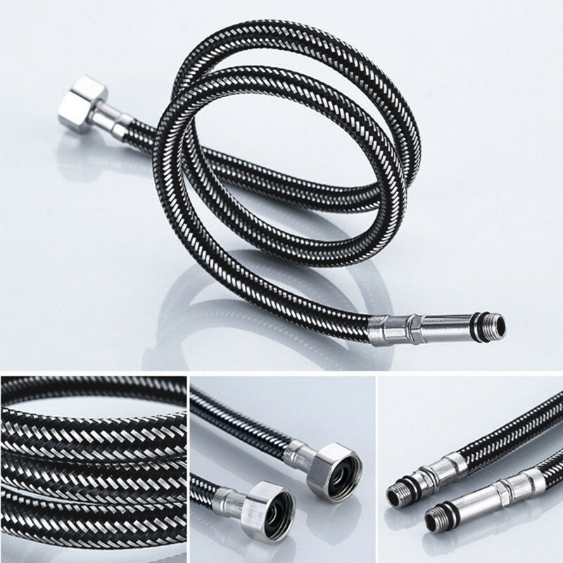Faucet accessories 2PCS 60cm stainless steel nylon braided hose bathroom heat-resistant faucet basin sink kitchen hose G1/2 G3/8