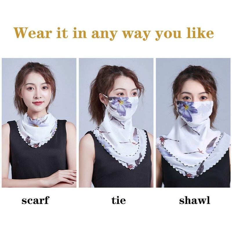 Летний тонкий шарф для женщин, шарф для защиты от солнца и ультрафиолета, многофункциональная Солнцезащитная вуаль, шелковая маска, чехол для лица