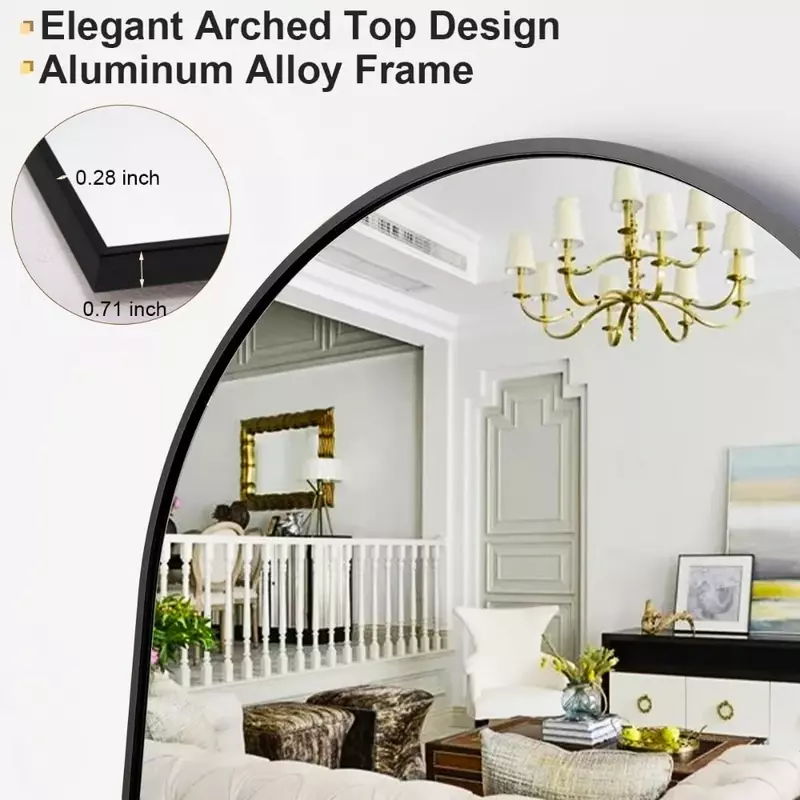 Arch Floor Mirror, Full Length Mirrores Wall Hanging Arched-Top Stand Bedroom,Dressing Room,Length Standing Leaning Mirrors