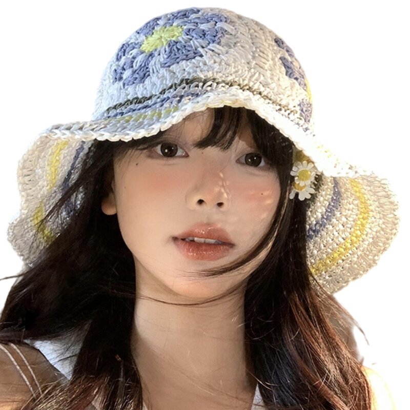 밀짚 낚시 모자 프랑스어 보닛 모자 여성 사진 모자 비치 버킷 태양 모자 Dropship