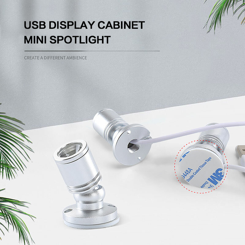 LED USB Spotlight para Gabinete de Jóias e Showcase Counter Lamp, Superfície Montada Teto, Mini Spot Light, Interface USB 5V, 3W, DC 5V