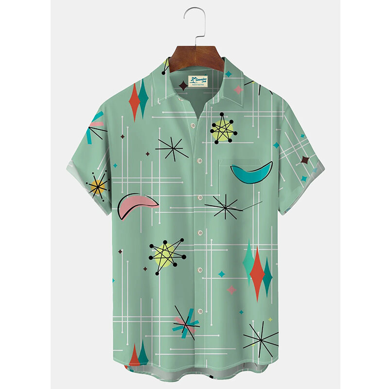 قميص هاواي بأكمام قصيرة للرجال والنساء ، هاراجاو مطبوع ، طية صدر كاجوال ، ملابس نسائية ، ملابس الشارع ، قمم ، أزياء ، مصمم ، كاميسا