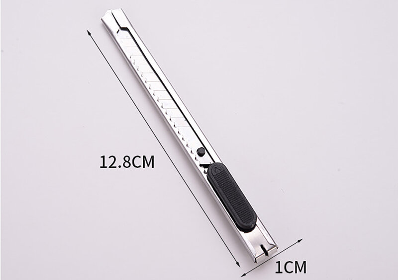 1/3 buah pisau utilitas 9mm pemotong dapat ditarik, pisau baja karbon portabel klip mengunci sendiri desain alat pemotong perlengkapan kantor