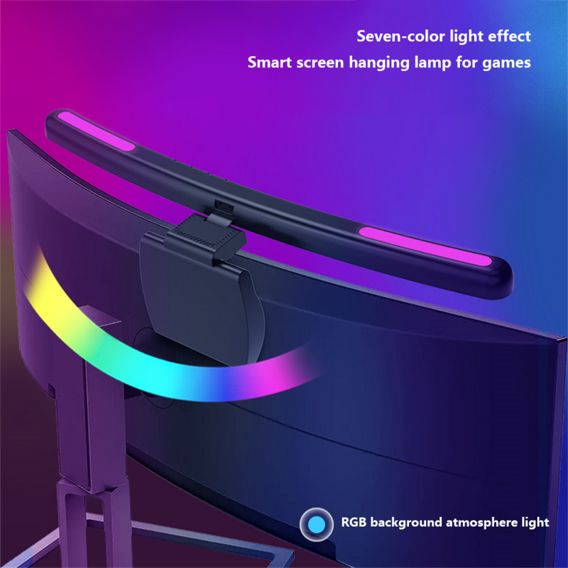 Eye-care Hanging Lamp Backlight Fill Light Colorful Desk Lamp Bedroom Curved Screen Dimmable Screen Light Bar Game Curved