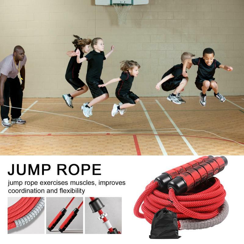 Pular corda com alça antiderrapante para crianças e estudantes, longa corda de pular com cross fit e double unders
