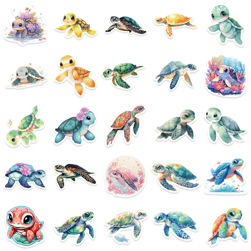 10/30/50Pcs Cartoon Cute Turtle Graffiti Stickers Suitcases Laptops Mobile Phones Guitars Water Cup Kids Stationery Stickers