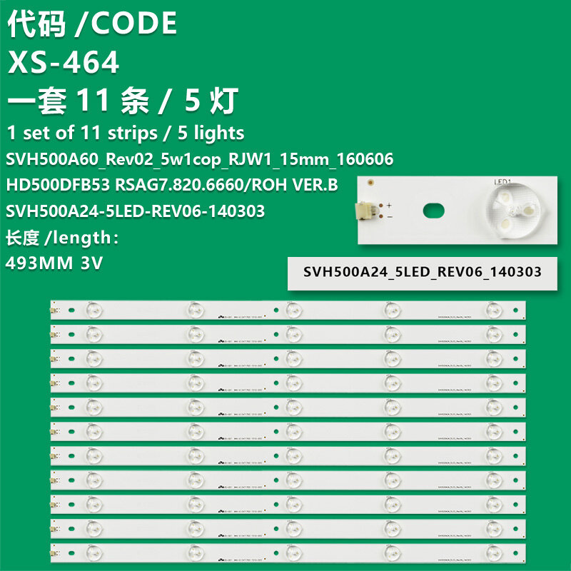 Applicable à la bande de rétroéclairage LED Hisense 50K220U LED 50EC290N LED 50K1800 HD500DF-B53