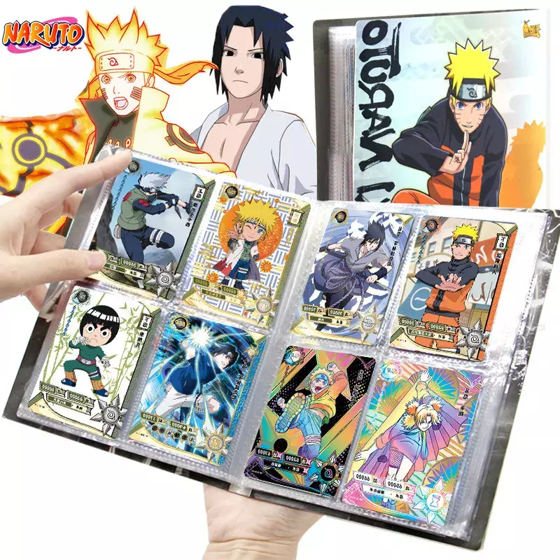 80/160PCS Album Naruto Karten Halter Buch Buchstaben Papier Spiele Kinder Anime Charakter Sammlung kinder Geschenk Spielen karte Spielzeug