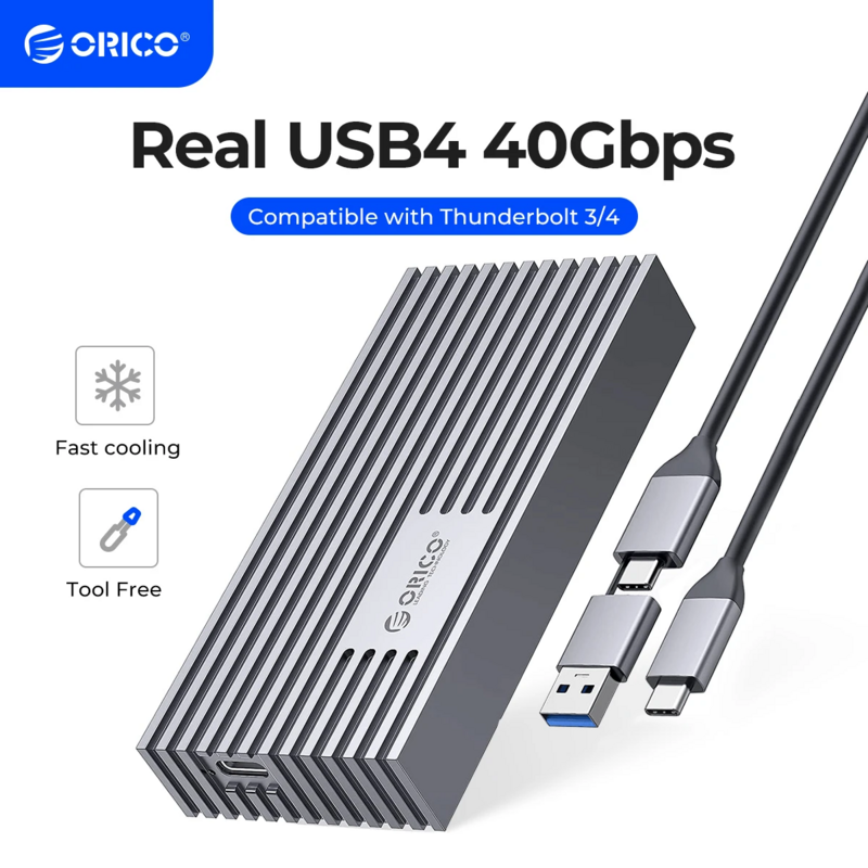 ORICO-Boîtier externe SSD en aluminium, USB4, NVMe M.2, 40Gbps, PCIe3.0 x 4, M2, compatible avec Thunderbolt 3/4, USB3.2, 3.1, 3.0