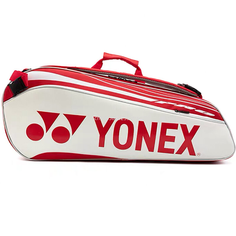 Yonex กระเป๋าไม้เทนนิสหนังแท้กันน้ำ, กระเป๋ากีฬาหนัง PU คุณภาพสูงสำหรับผู้ชายผู้หญิงสามารถใส่ไม้เทนนิสได้ถึง6ไม้