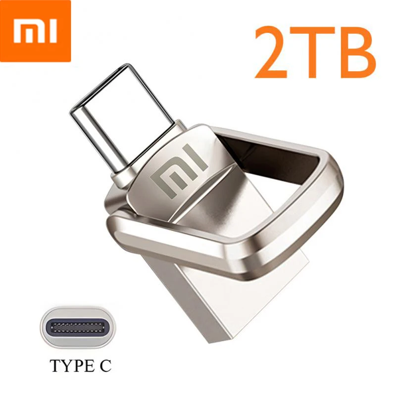 Xiaomi U Disk 2TB 1TB, USB 3.1 antarmuka tipe-c 256GB 128GB 512GB, memori USB portabel satu transmisi Komputer