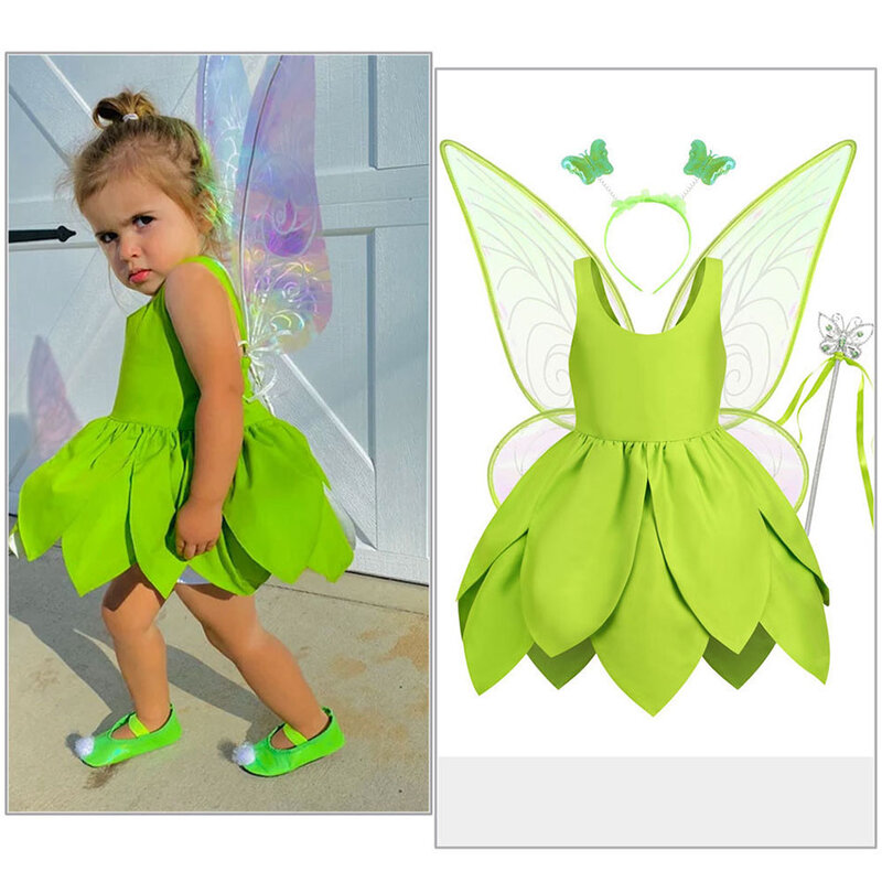 Baby Girl Dress Summer Forest Fairy Costume Kids Elf Cosplay Clothes Child Kindergarten Carnival Cosplay Sets Girl Party Dress