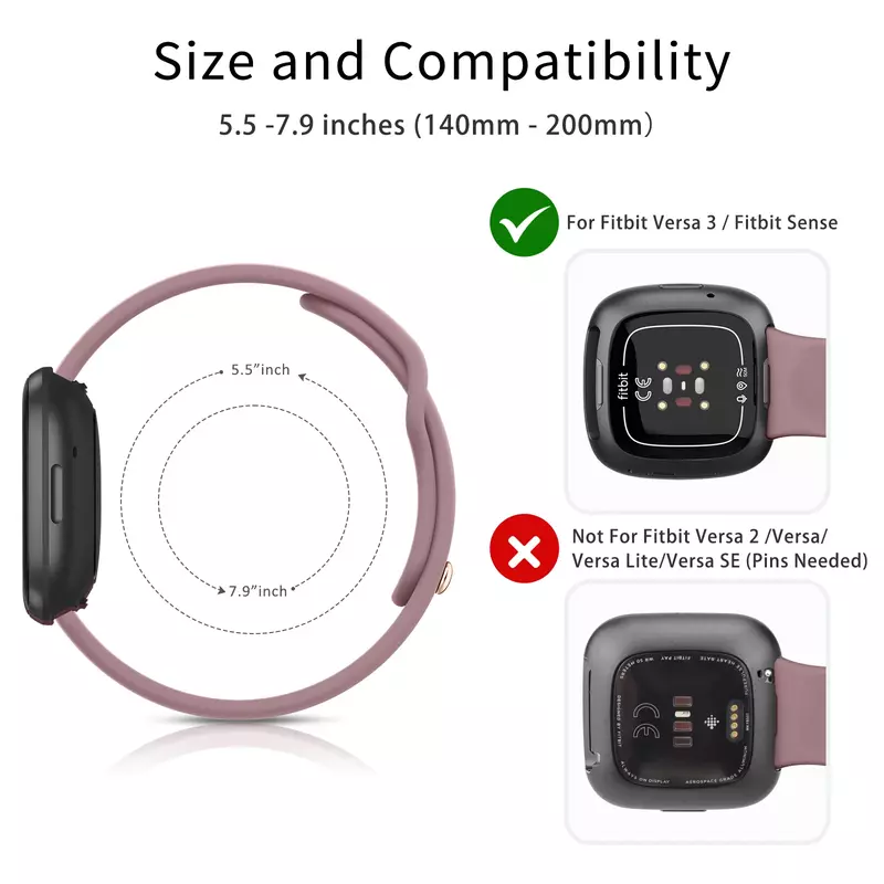 สายนาฬิกาข้อมือซิลิโคนสำหรับ Fitbit Versa 2/Versa 3 /versa 4สายรัดข้อมือกีฬาสำหรับ Fitbit Versa Lite/SENSE/Sense2 band corre