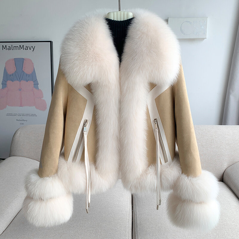 Aorice 여성용 진짜 여우 모피 겨울 지퍼 코트, 덕 다운 라이너, 소프트 패션 재킷, CT318, 새로운 디자인