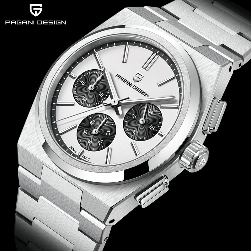 Часы наручные PAGANI Мужские кварцевые, дизайнерские деловые брендовые роскошные, с хронографом, VK63, 2024