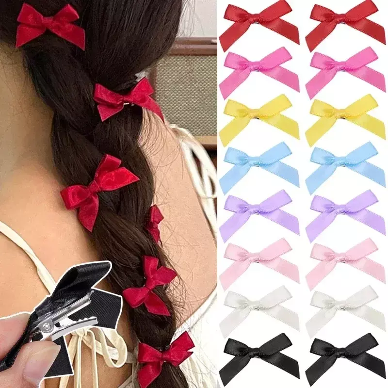 Colors Silk Ribbon Bowknot Hair Clip Fashion Sweet Ballet Cute Girl Barrettes Colorful Lace Women Bobby Pin INS Y2K Accessories