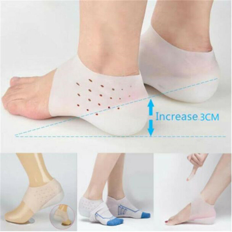 Unisex Invisible Height Lifting Increase Insoles Silicone Elastic Heel Pad Foot Protection Men Women Heel Cushion Hidden Insole