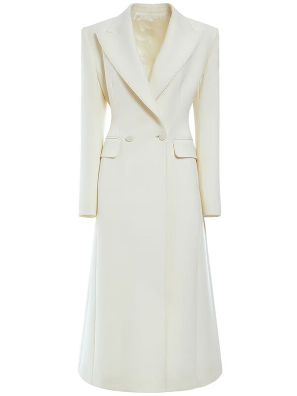 JNMC Temperament Office Lady cappotto Blazer bianco di media lunghezza per le donne 2024 primavera autunno nuovo abbigliamento femminile Versatile a maniche lunghe