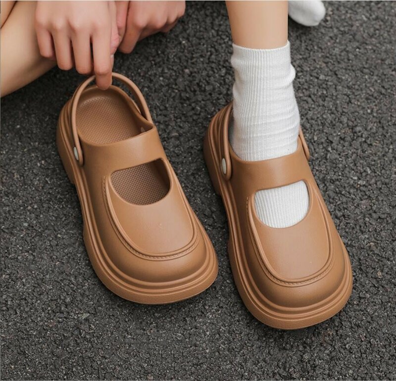 Cave Shoes For Women Slippers Increased Thickness Anti Slip EVA  British Style Casual Retro Single Shoes Women's Sandals