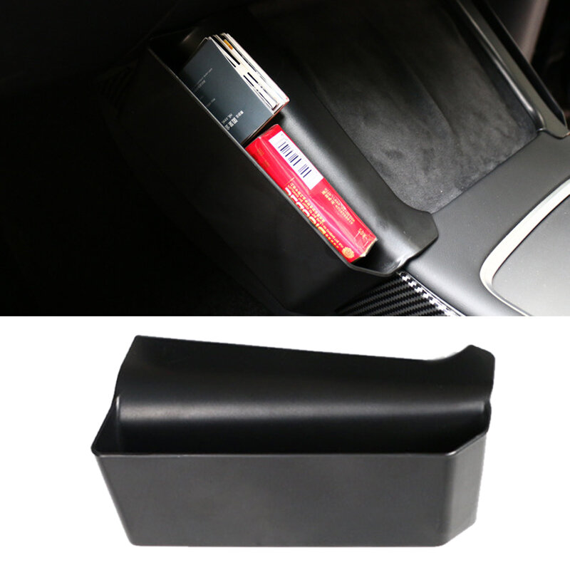 Kotak Penyimpanan Sandaran Tangan Samping Konsol Tengah Interior Mobil ABS Tempat Organizer Dompet Kartu Cocok untuk Tesla Model 3 Y