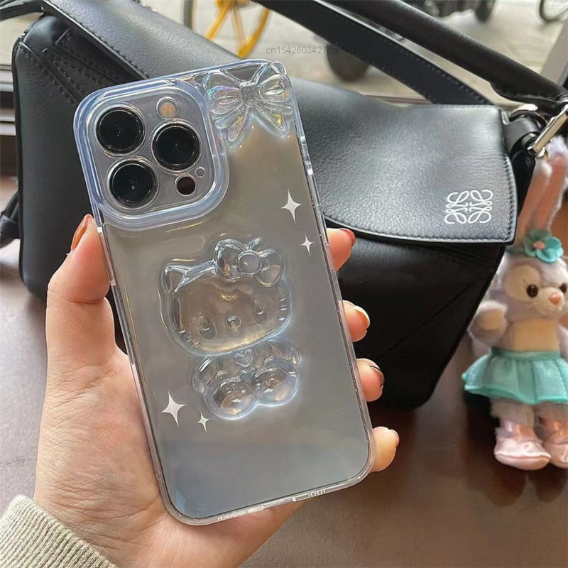 Прозрачный ударопрочный чехол Sanrio с кавайным кристаллом Hello Kitty для Iphone 13 12 11 Pro Max Mini 7 8 Plus X Xr Xs Se для девочек Y2k