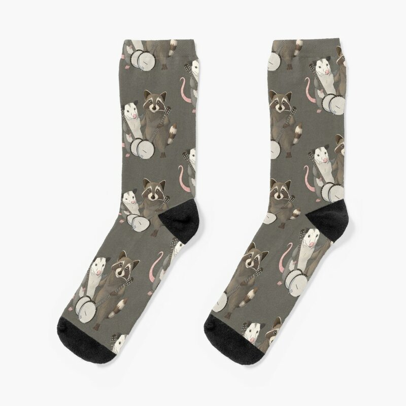 Opossum und Waschbär mit Banjos Socken laufen Weihnachts geschenke Socken Frauen Männer