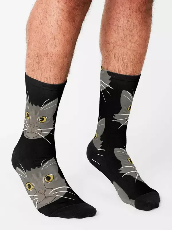 Graue Katze Gesicht Socken Hockey lose lustige Geschenk Socken männliche Frauen